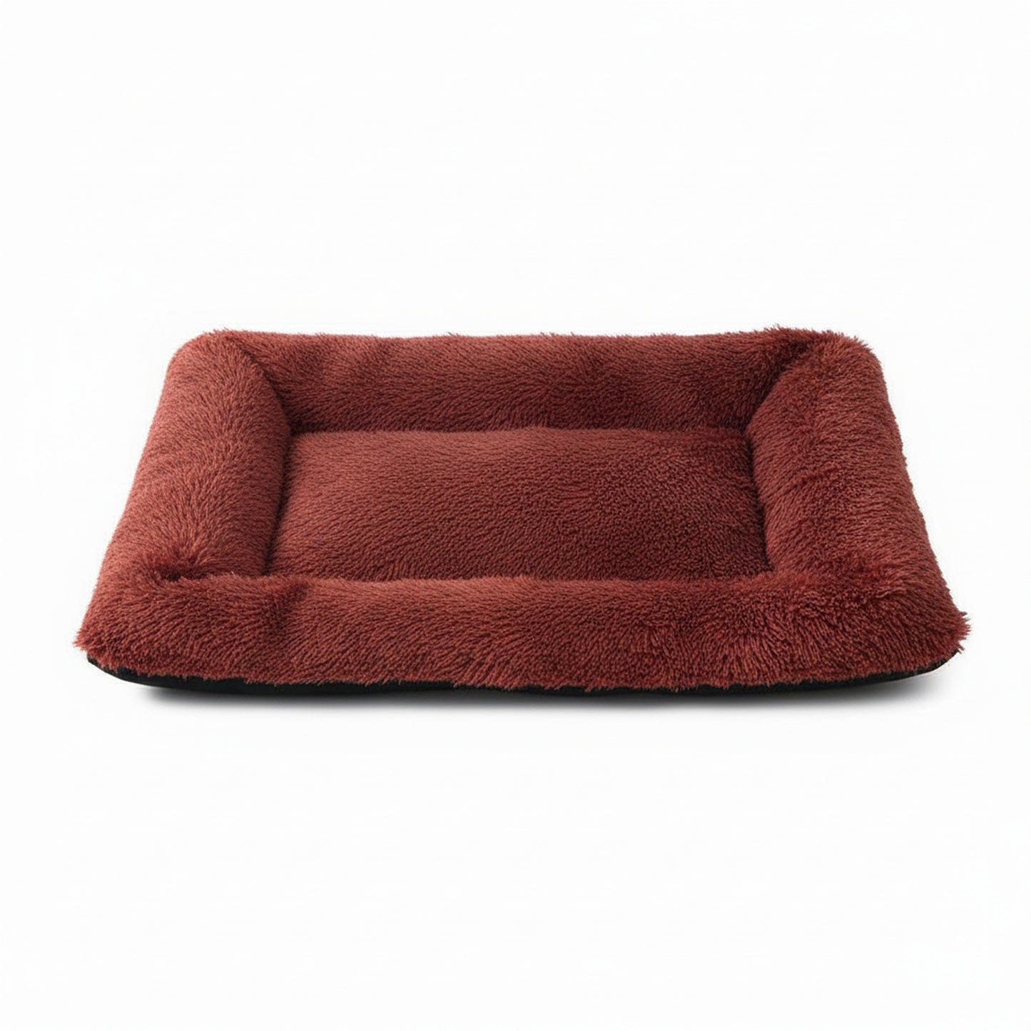 Plush Pet Bed | Soft Faux Fur Mat for Small Dogs & Cats in rose red - product photo on white background