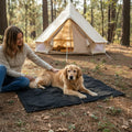 Roam Portable Dog Tarp - lifestyle photo with pet using the product