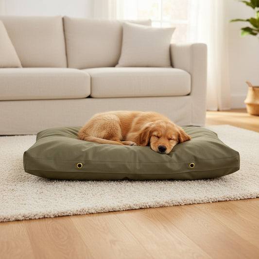Waterproof Rectangle Dog Bed | Durable & Easy to Clean - in-use lifestyle photo, real-world setting