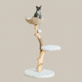 Large cat tree tower 43 by 23 inches with basket perch and sisal scratching posts - multi-level furniture