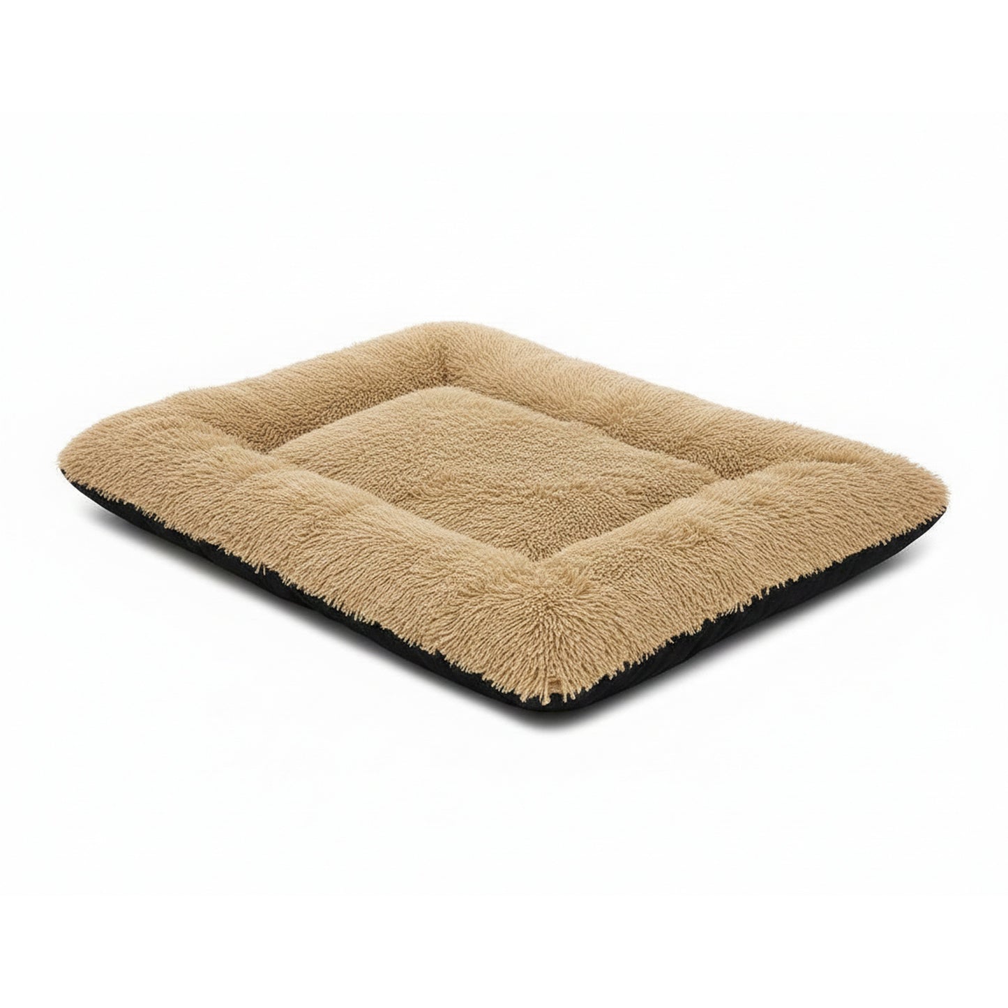 Teso Faux Fur Pet Bed - Washable Home & Travel Mat in khaki - product photo on white background
