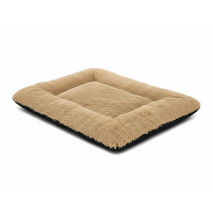 Teso Faux Fur Pet Bed - Washable Home & Travel Mat in khaki - product photo on white background