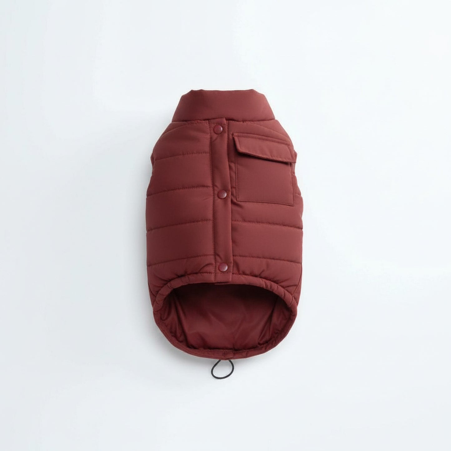 Vero water-resistant dog jacket in red on white background
