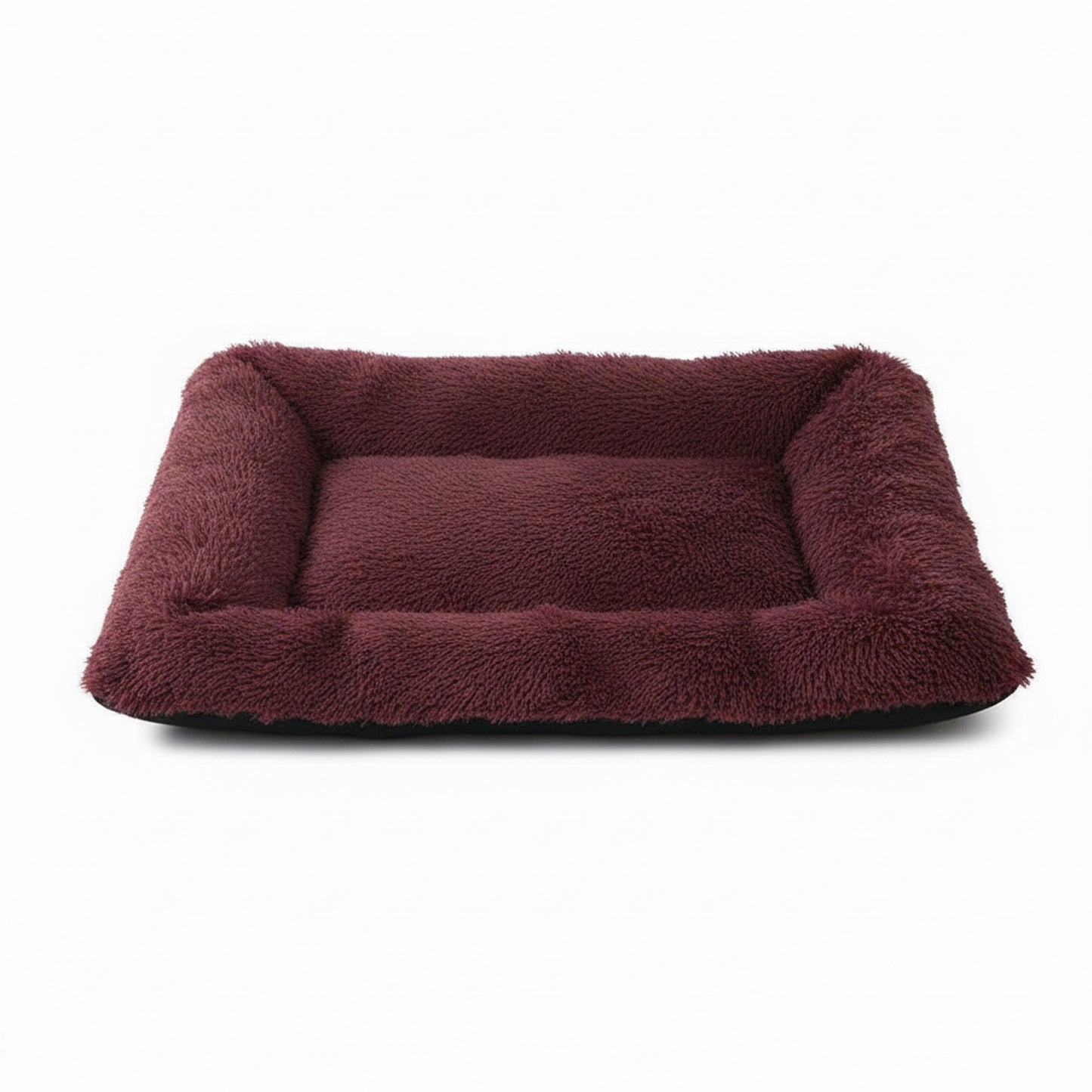 Plush Pet Bed | Soft Faux Fur Mat for Small Dogs & Cats in burgundy - product photo on white background