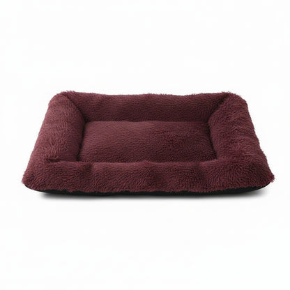Plush Pet Bed | Soft Faux Fur Mat for Small Dogs & Cats in burgundy - product photo on white background