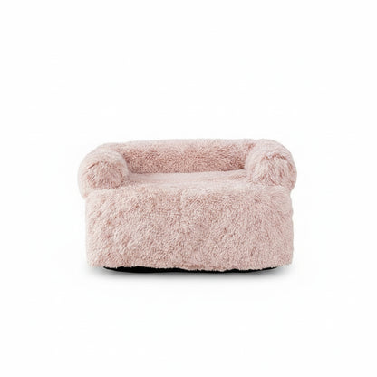 Rivo Round Pet Couch Cushion - Plush Faux Fur in soft-pink - product photo on white background