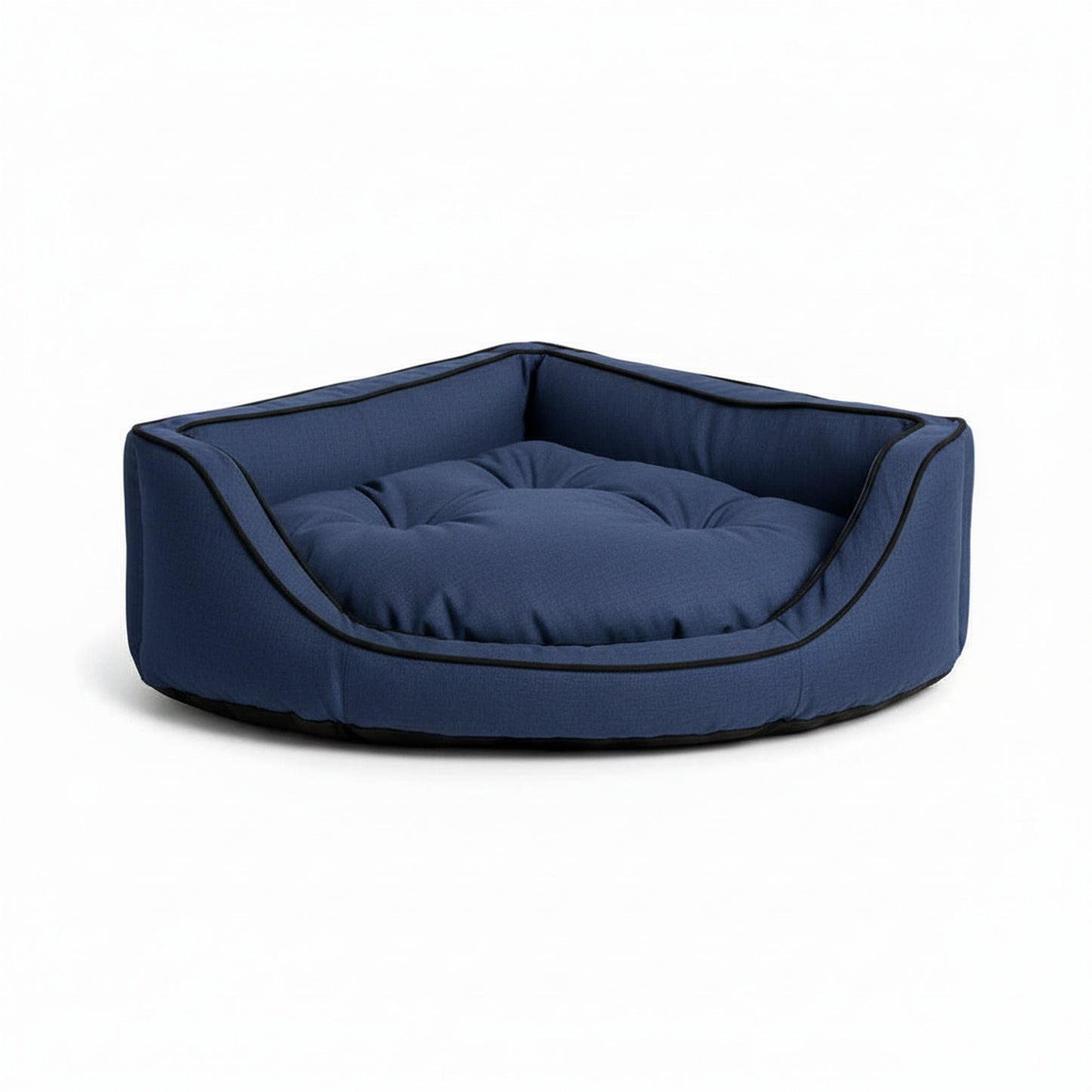 Luxury Overstuffed Corner Dog Bed with Microsuede in sapphire - product photo on white background