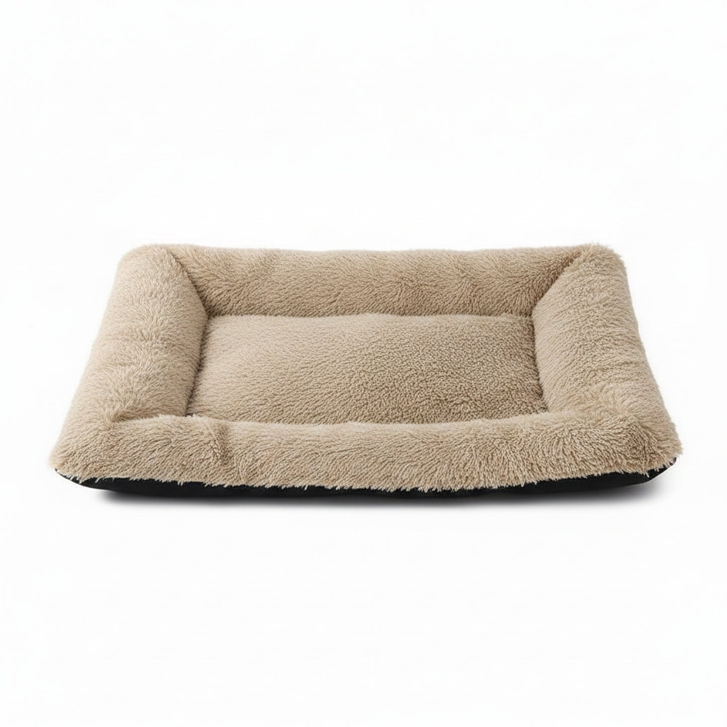Plush Pet Bed | Soft Faux Fur Mat for Small Dogs & Cats in beige brown - product photo on white background