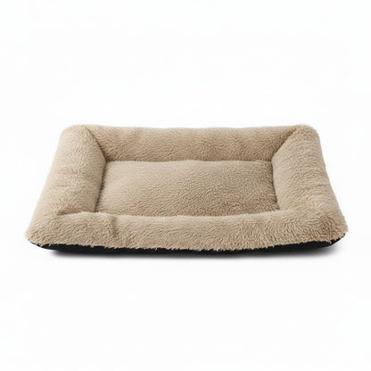 Plush Pet Bed | Soft Faux Fur Mat for Small Dogs & Cats in beige brown - product photo on white background