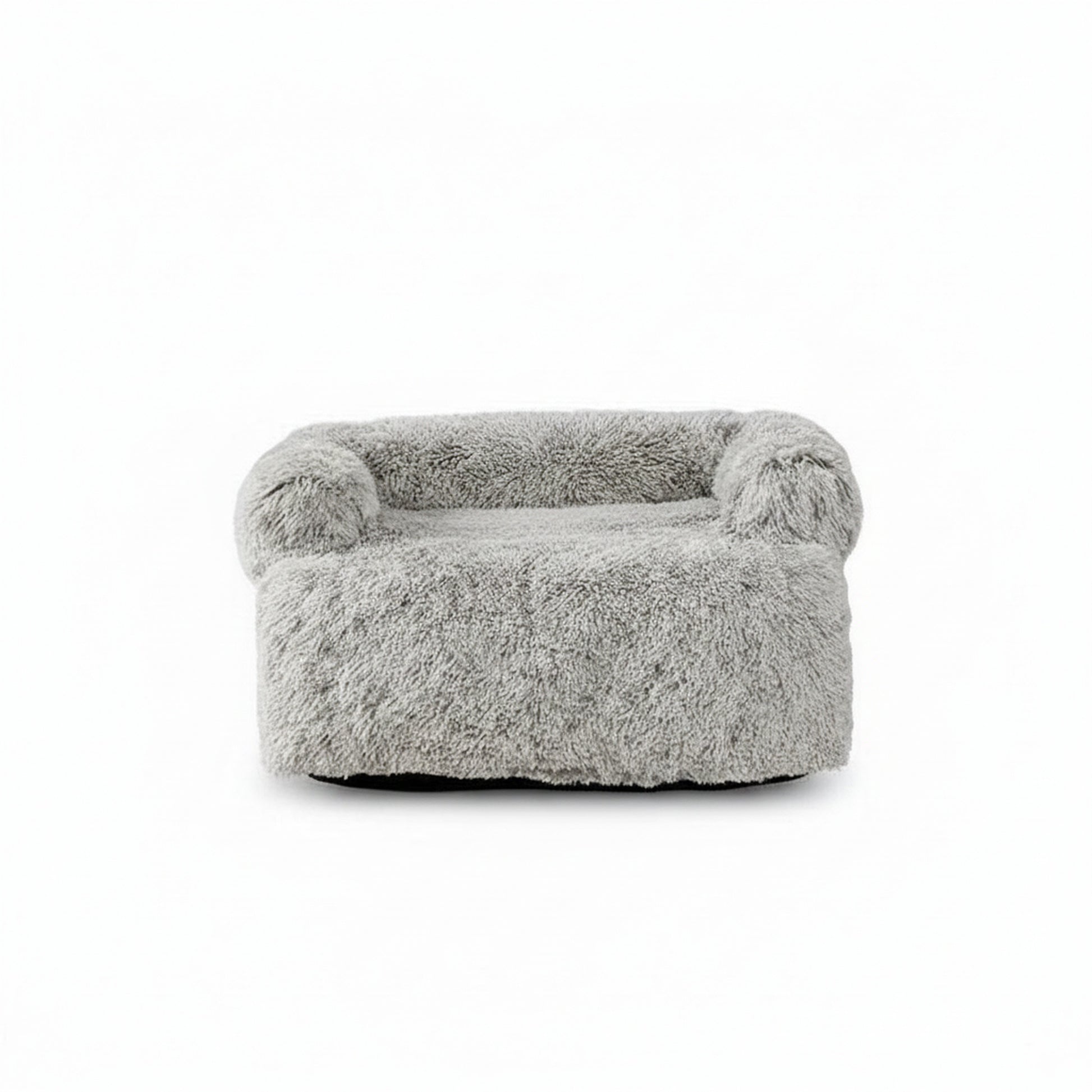 Rivo Round Pet Couch Cushion - Plush Faux Fur in light-grey - product photo on white background