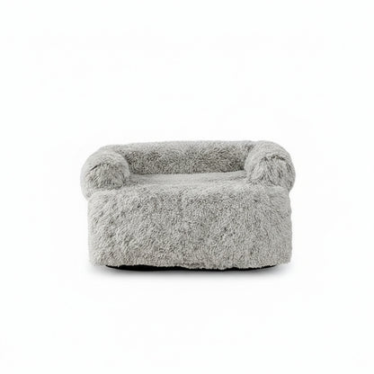 Rivo Round Pet Couch Cushion - Plush Faux Fur in light-grey - product photo on white background