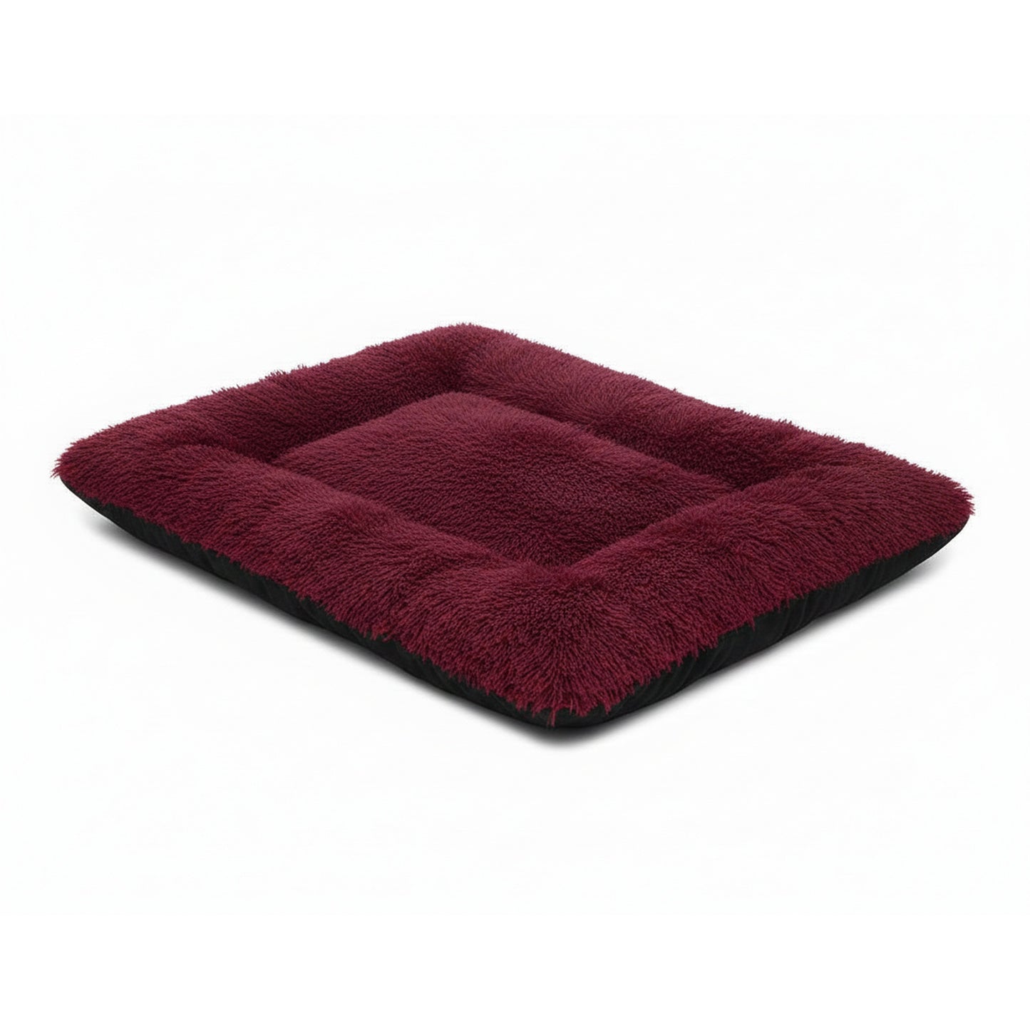 Teso Faux Fur Pet Bed - Washable Home & Travel Mat in burgundy - product photo on white background
