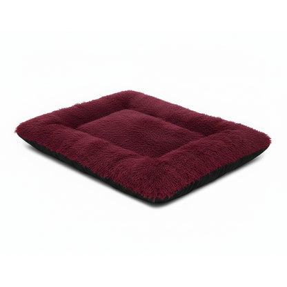 Teso Faux Fur Pet Bed - Washable Home & Travel Mat in burgundy - product photo on white background