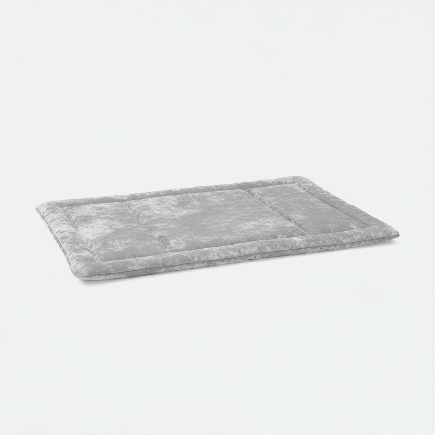 Cove Dog Crate Pad in light gray velvet - product photo on white background