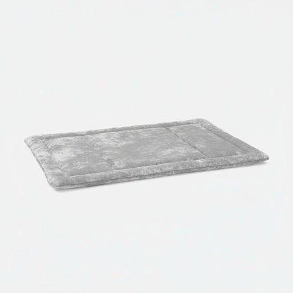 Cove Dog Crate Pad in light gray velvet - product photo on white background