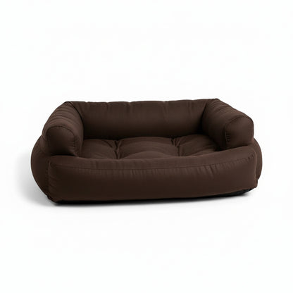 Overstuffed Luxury Dog Sofa in dark-chocolate - product photo on white background