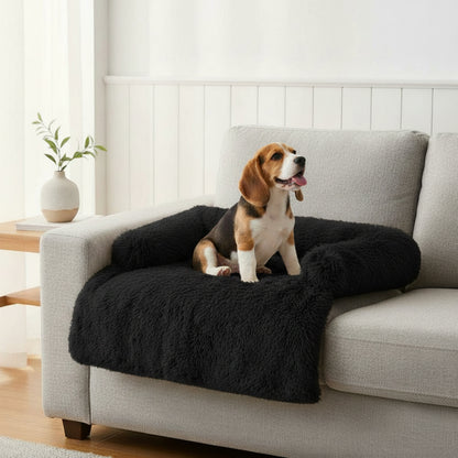 Felo Fleece Couch Protector - Removable & Washable in black - product photo on white background