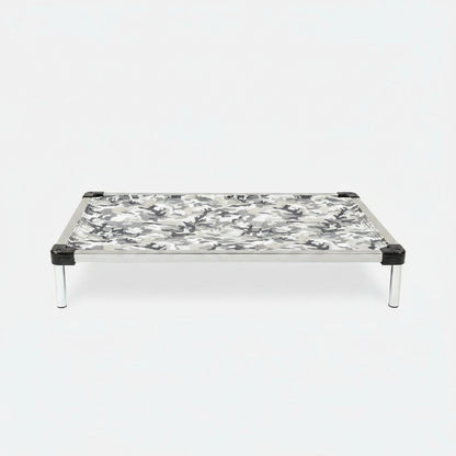 Summit Elevated Dog Bed in snow camo - product photo on white background