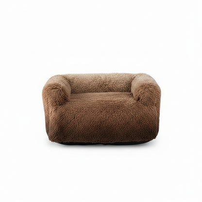 Rivo Round Pet Couch Cushion - Plush Faux Fur in ombre-coffee - product photo on white background