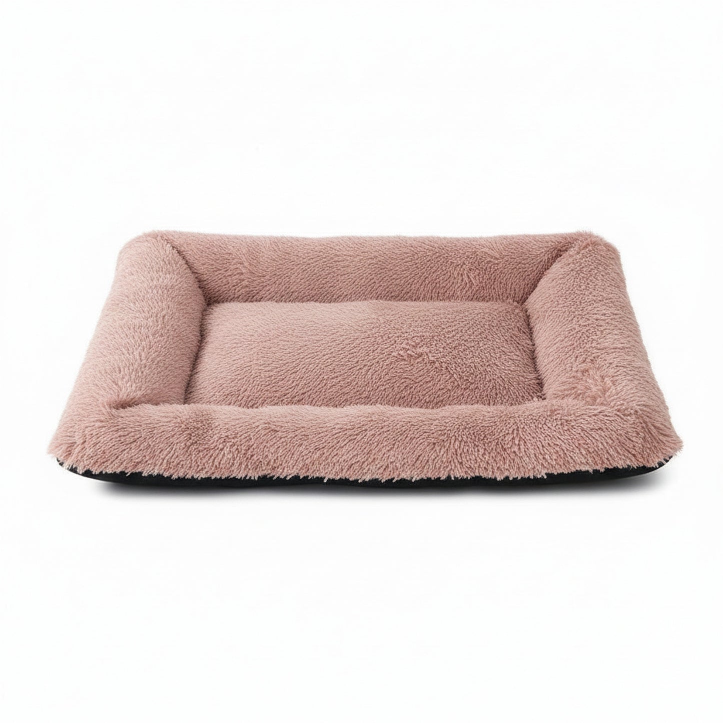 Plush Pet Bed | Soft Faux Fur Mat for Small Dogs & Cats in leather pink - product photo on white background