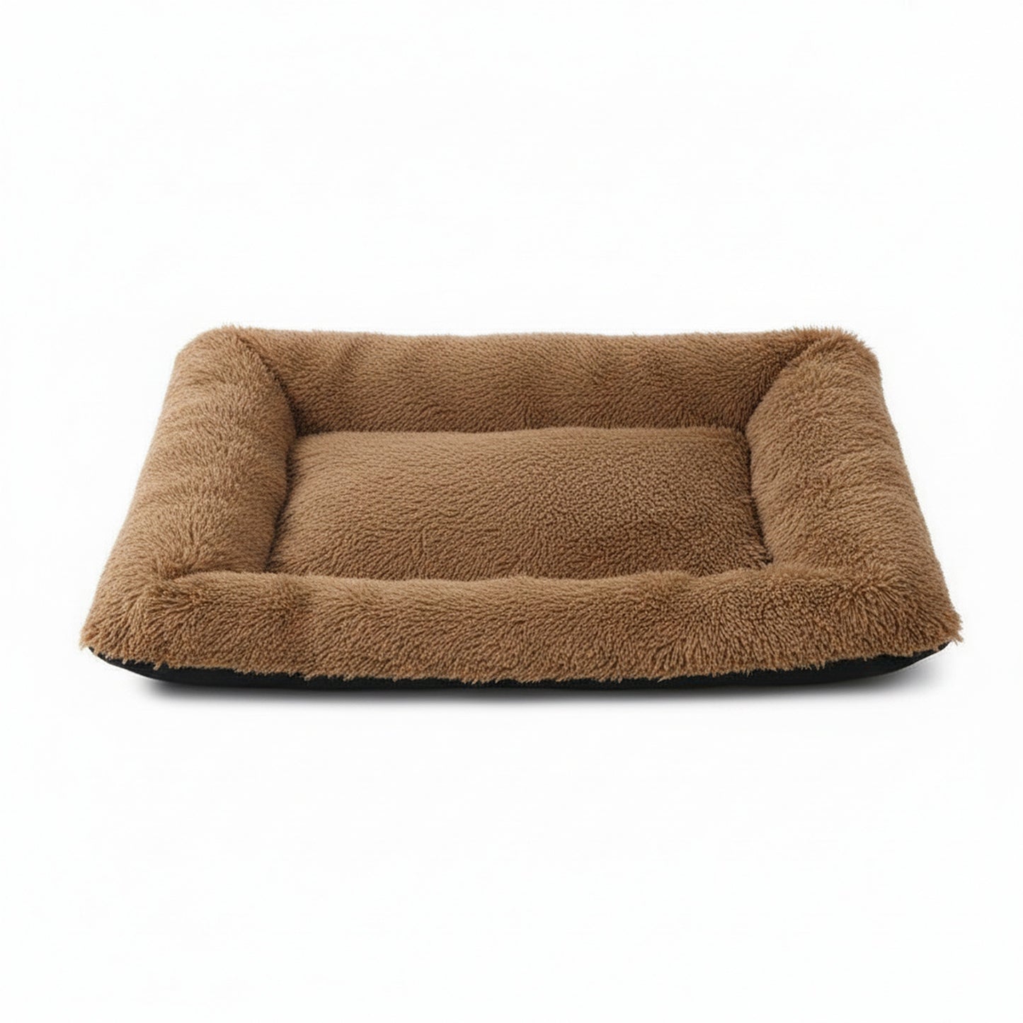 Plush Pet Bed | Soft Faux Fur Mat for Small Dogs & Cats in brown - product photo on white background
