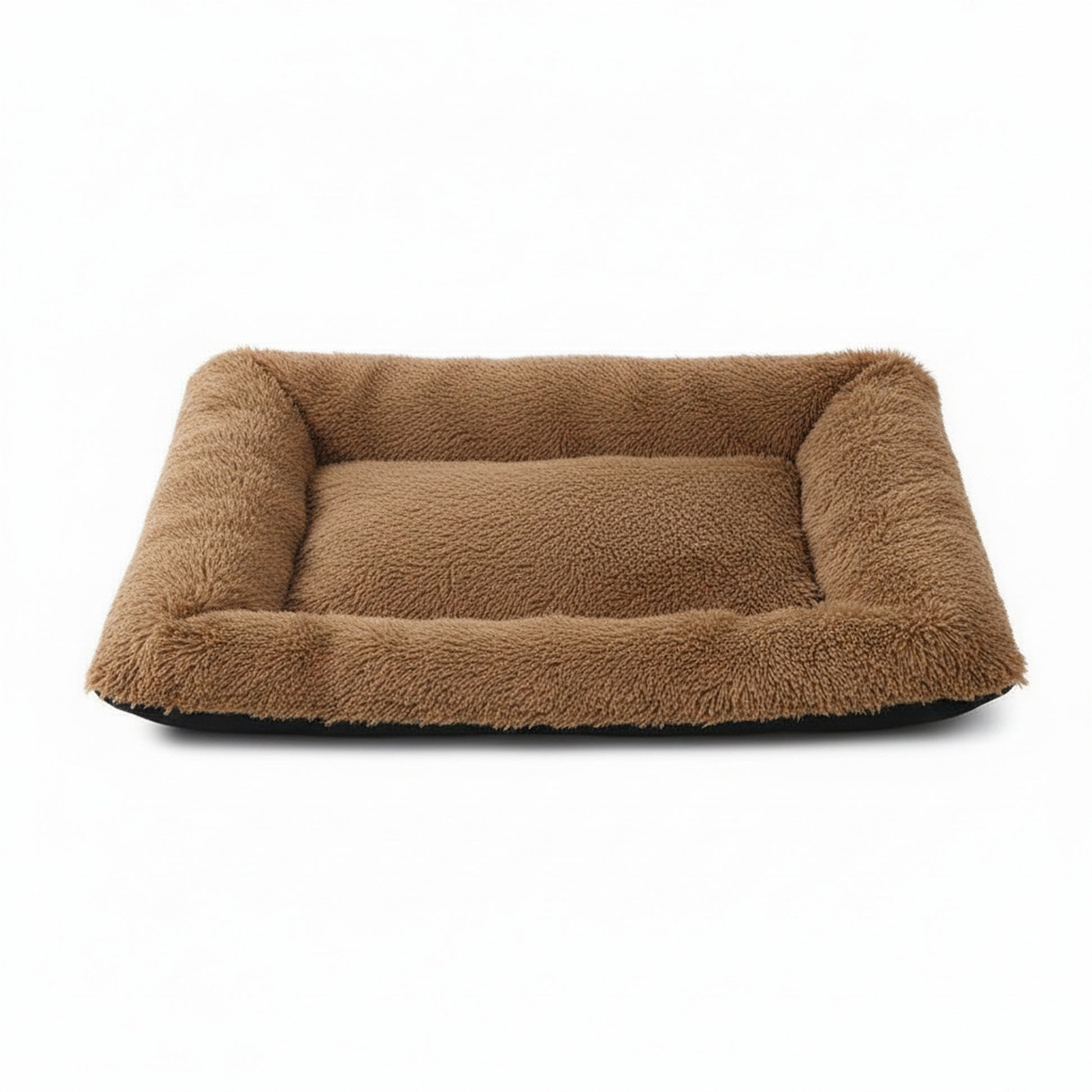 Plush Pet Bed | Soft Faux Fur Mat for Small Dogs & Cats in brown - product photo on white background
