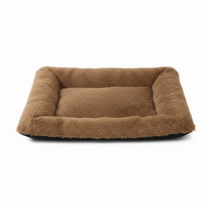 Plush Pet Bed | Soft Faux Fur Mat for Small Dogs & Cats in brown - product photo on white background