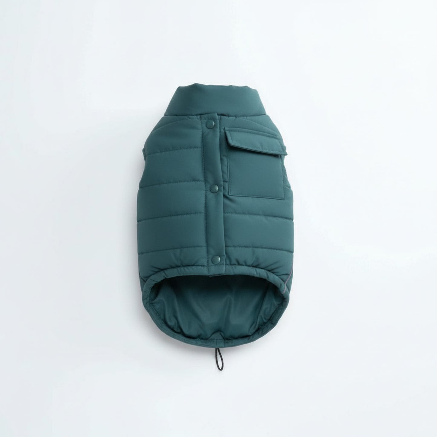 Vero water-resistant dog jacket in teal on white background