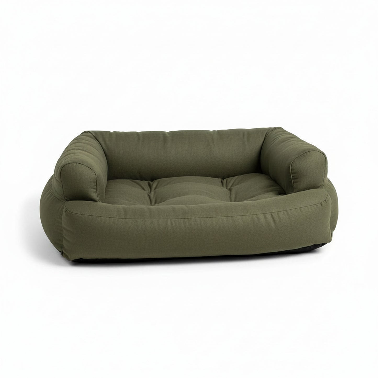 Overstuffed Luxury Dog Sofa in olive - product photo on white background