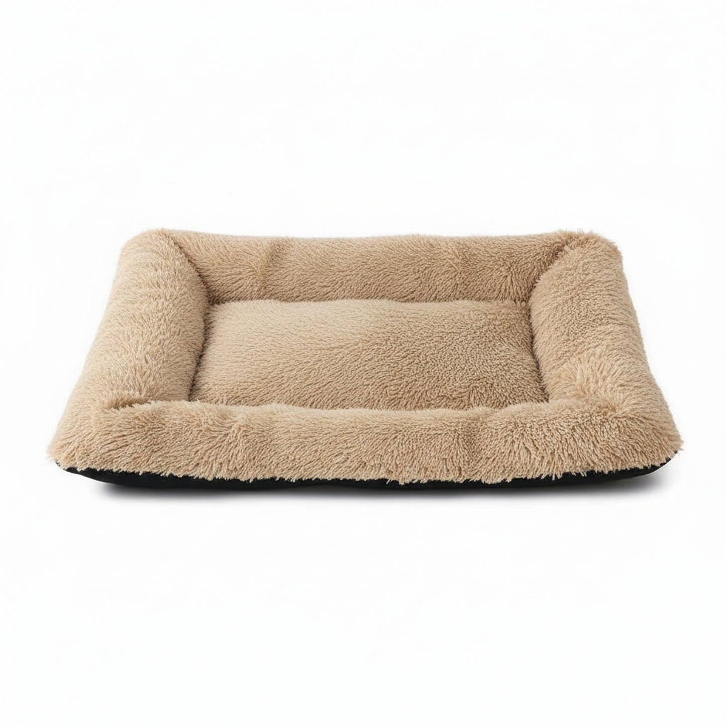 Plush Pet Bed | Soft Faux Fur Mat for Small Dogs & Cats in light brown - product photo on white background