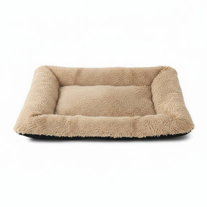 Plush Pet Bed | Soft Faux Fur Mat for Small Dogs & Cats in light brown - product photo on white background