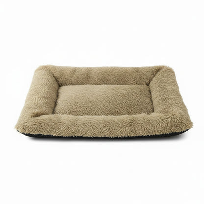 Plush Pet Bed | Soft Faux Fur Mat for Small Dogs & Cats in khaki - product photo on white background