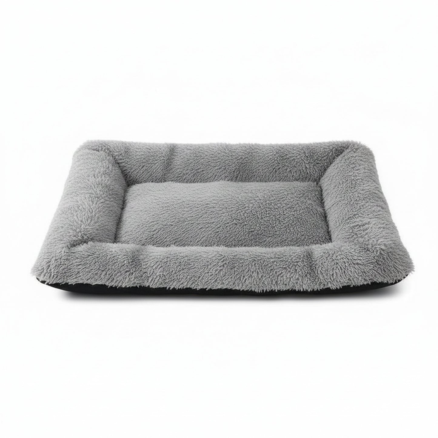 Plush Pet Bed | Soft Faux Fur Mat for Small Dogs & Cats in light gray - product photo on white background