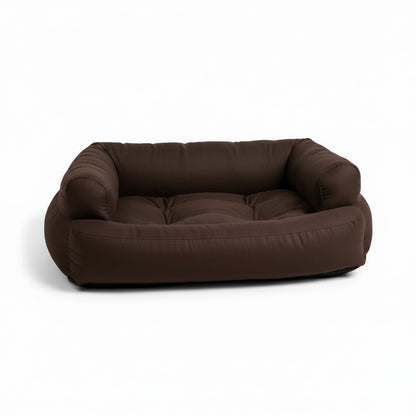 Overstuffed Luxury Dog Sofa in hot-fudge - product photo on white background