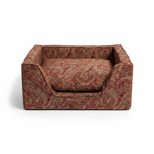 Luxury Square Microsuede Dog Bed - front view, product photo on white background