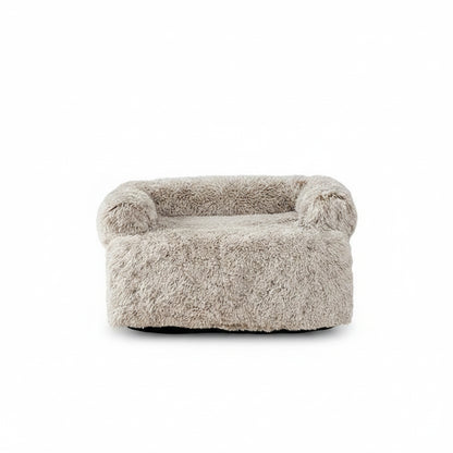 Rivo Round Pet Couch Cushion - Plush Faux Fur - front view, product photo on white background