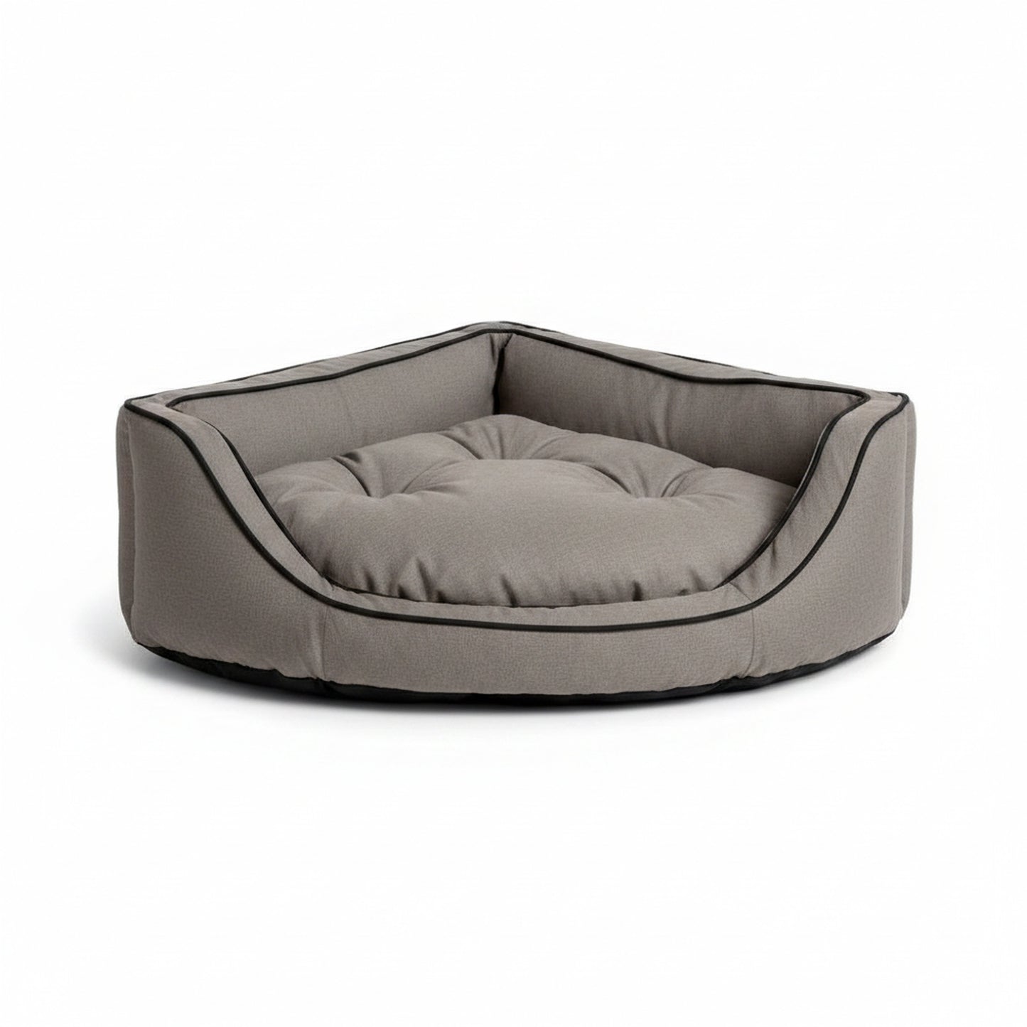 Luxury Overstuffed Corner Dog Bed with Microsuede - front view, product photo on white background