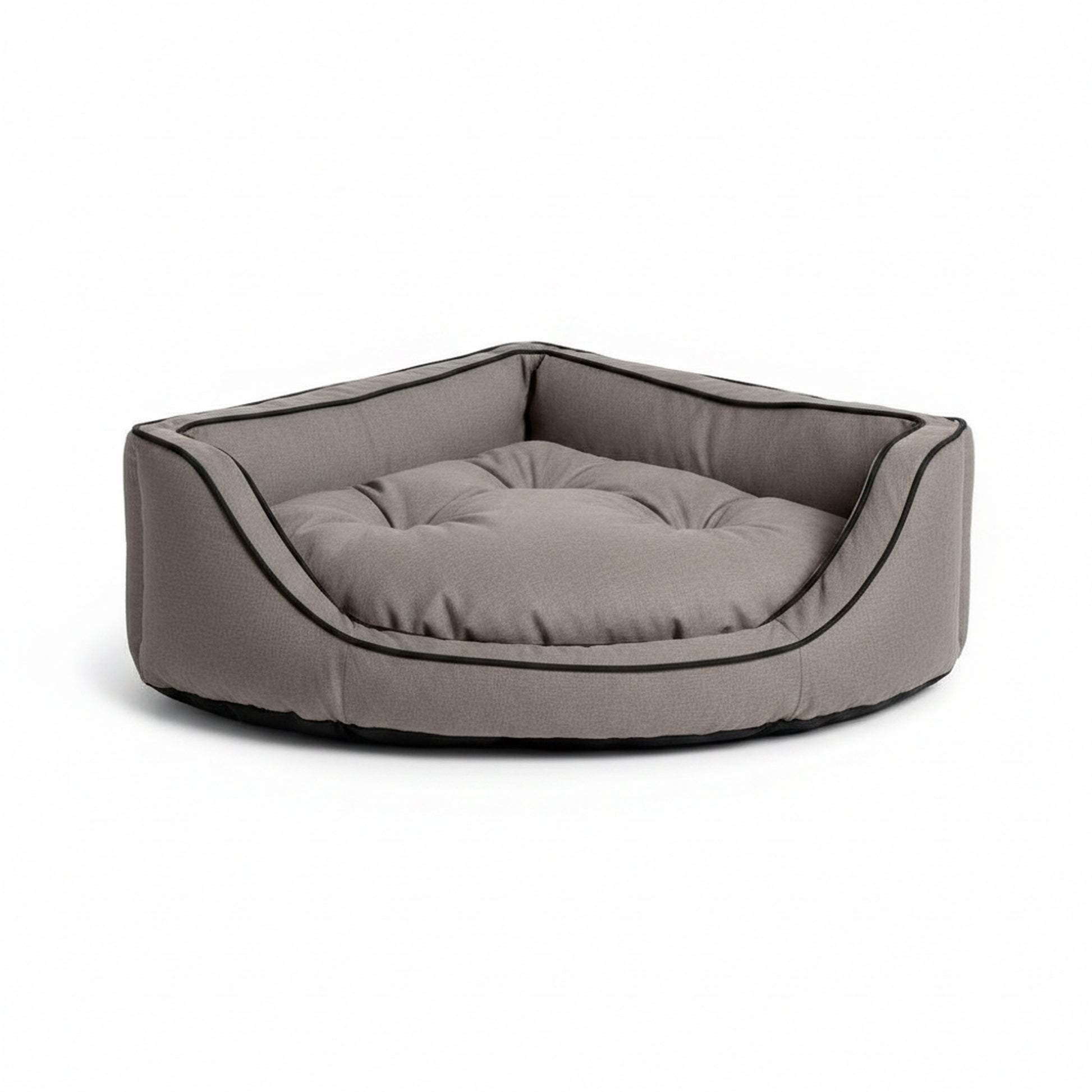 Luxury Overstuffed Corner Dog Bed with Microsuede - front view, product photo on white background