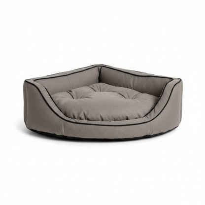 Luxury Overstuffed Corner Dog Bed with Microsuede - front view, product photo on white background