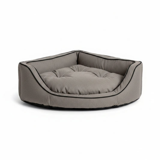 Luxury Overstuffed Corner Dog Bed with Microsuede - front view, product photo on white background