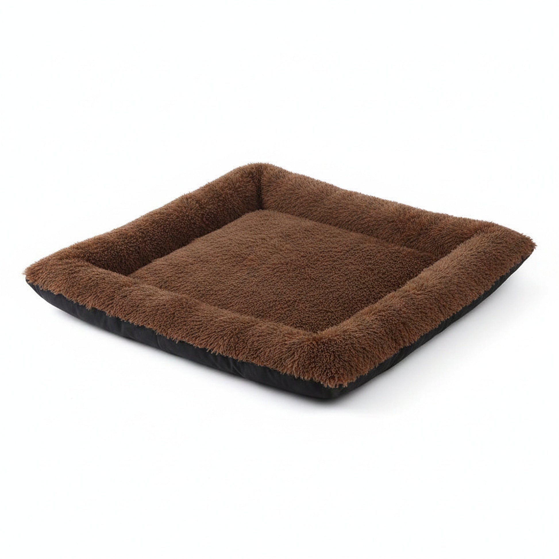 Plush Pet Bed | Soft Faux Fur Mat for Small Dogs & Cats - angled product photo showing design details