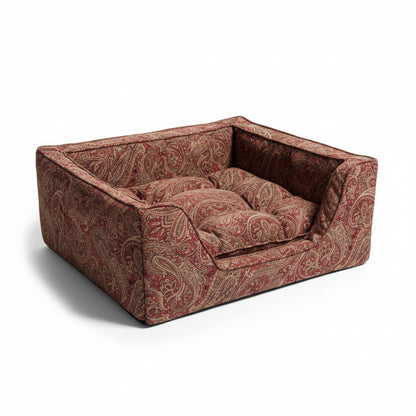 Luxury Square Dog Bed with Microsuede – Show Dog Collection - angled product photo showing design details