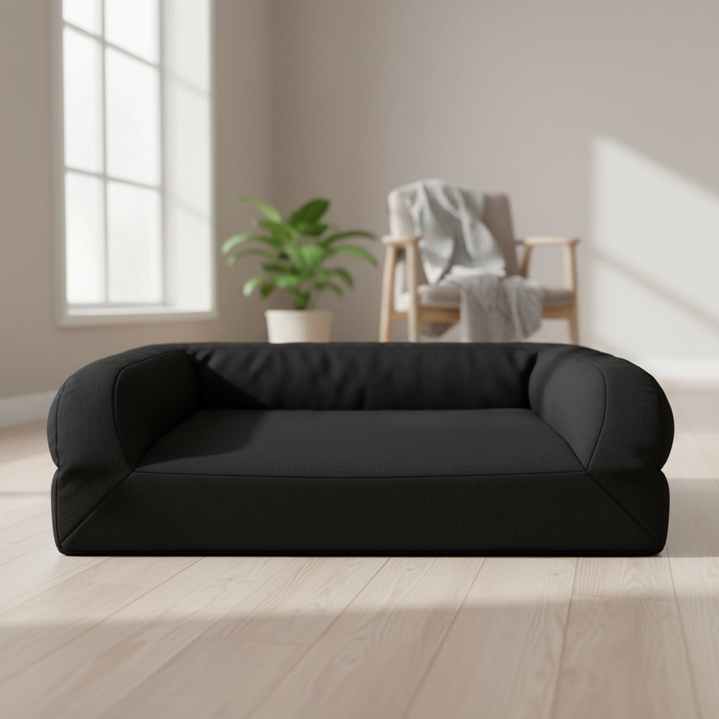 Atlas Rectangle Bolster Dog Bed - styled product photography