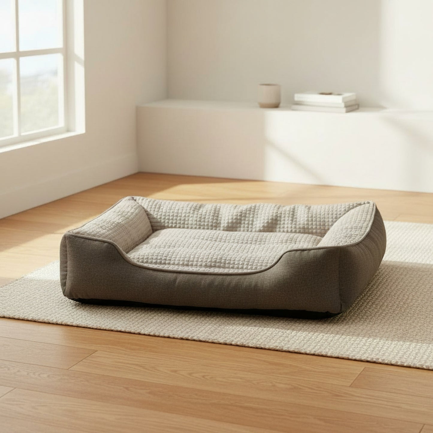 Nova Dog Bed Large - Scratch-Resistant with Bolster - styled product photography
