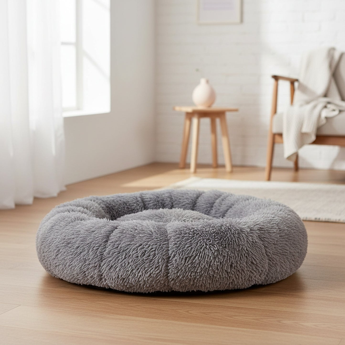 Cozy Nest Donut Dog Bed - styled product photography