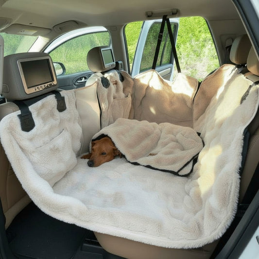 Luxurious Full Backseat Protector (Beige) - styled product photography
