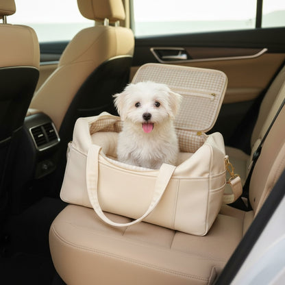 Elio Pet Carrier - Small Dog & Cat Travel Bag with Cushion - lifestyle photo with pet using the product