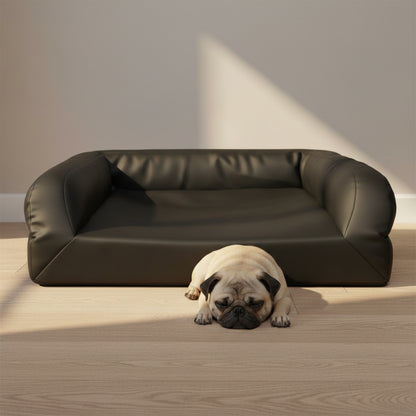 Atlas Rectangle Bolster Dog Bed - lifestyle photo with pet using the product