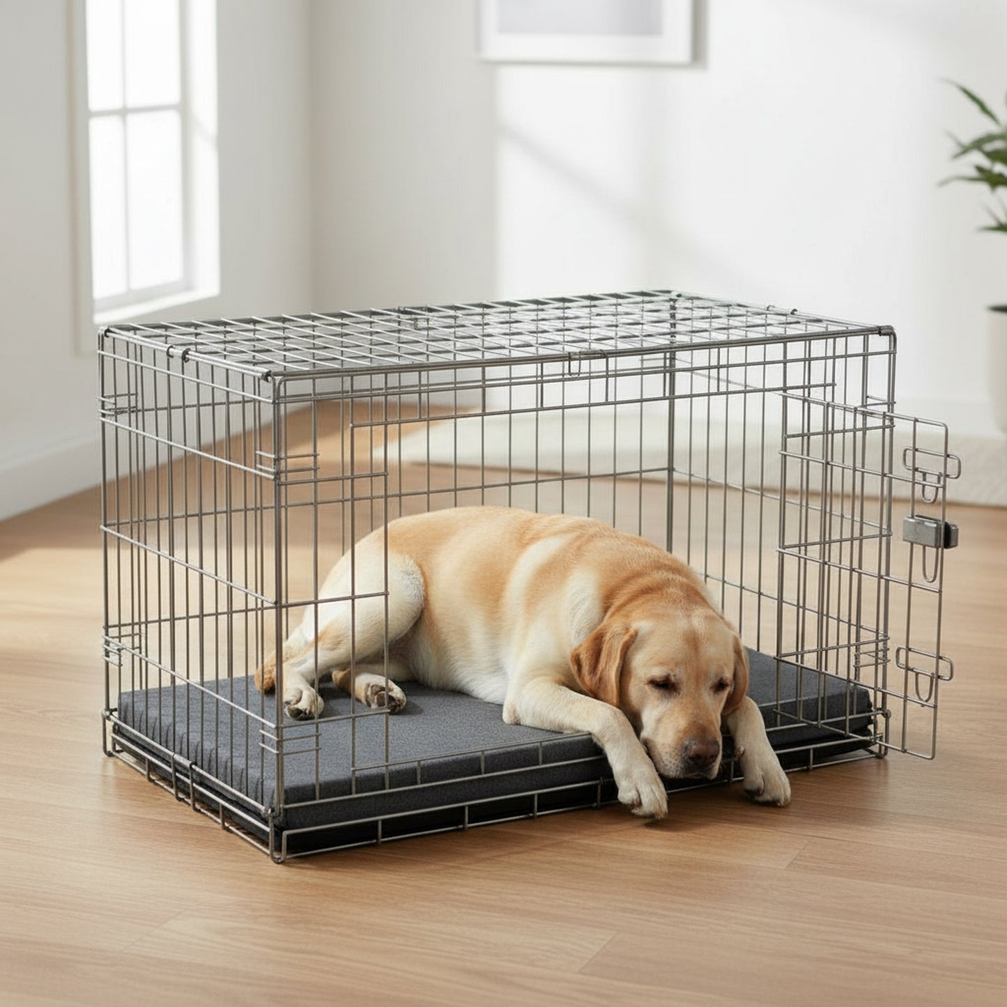Orbit Supportive Dog Crate Bed - lifestyle photo with pet using the product