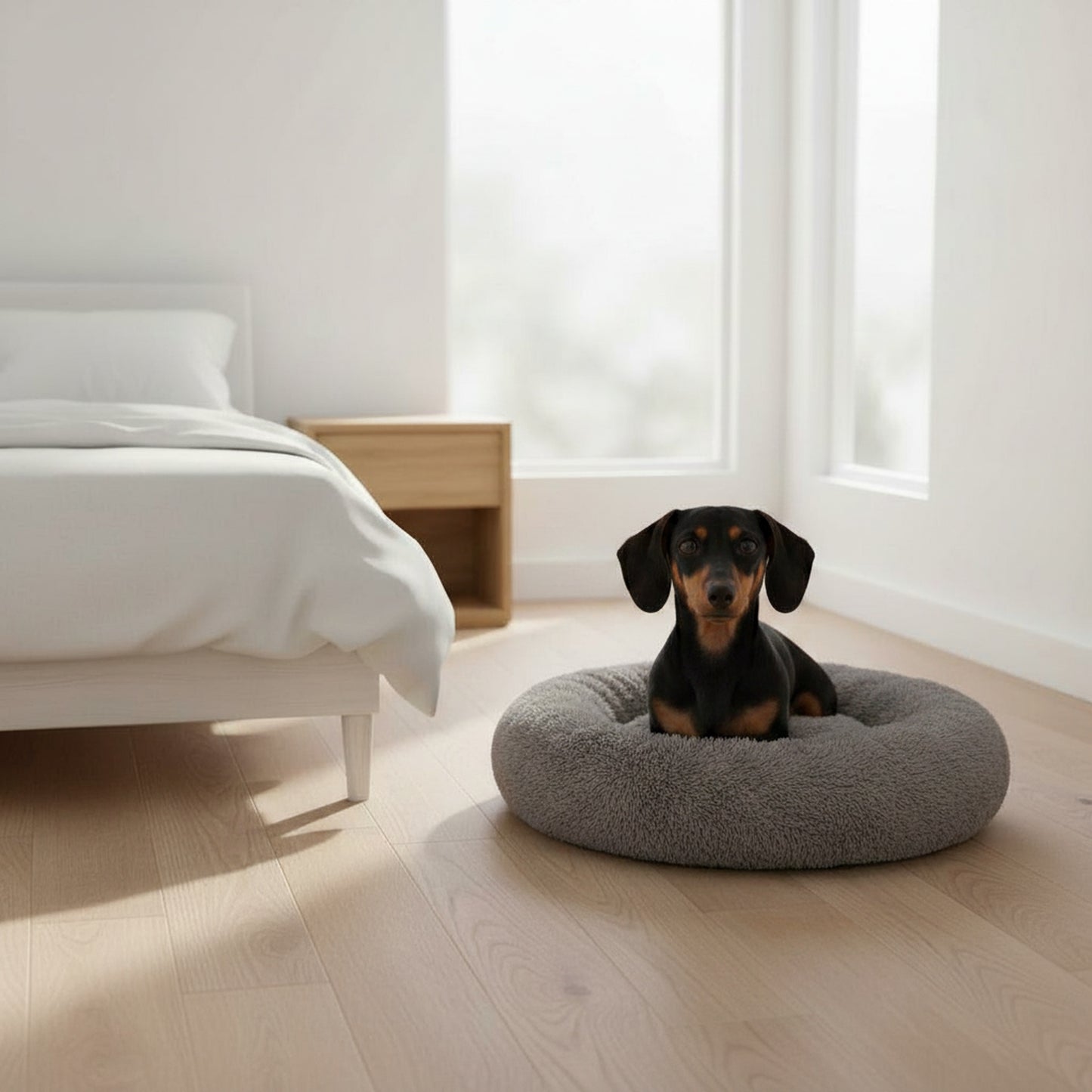 Cozy Nest Donut Dog Bed - in-use lifestyle photo, real-world setting